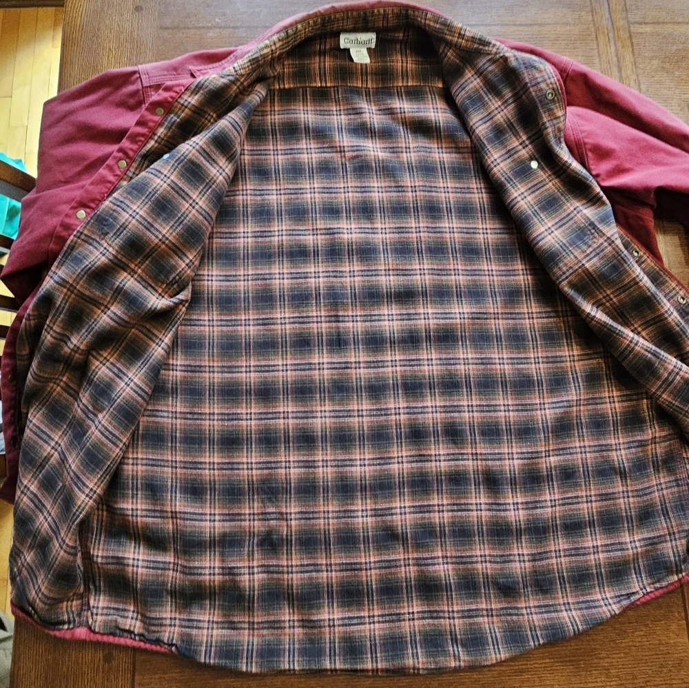 Carhartt Plaid Lined Shacket 2XLT Vintage - Picture 9 of 12